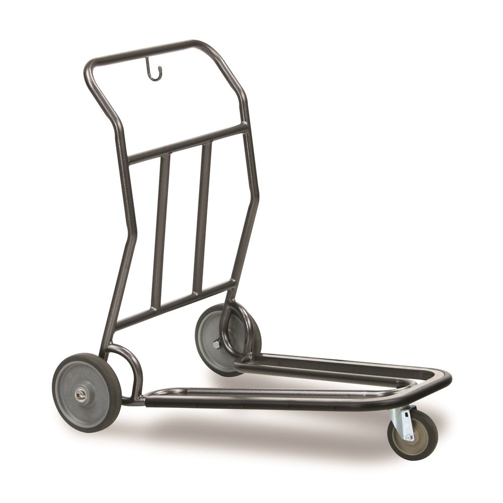 Self Service Luggage Cart, Vinyl Bumper, 2-8in Wheels/1-5in Swivel Wheel, Black w/ Logo